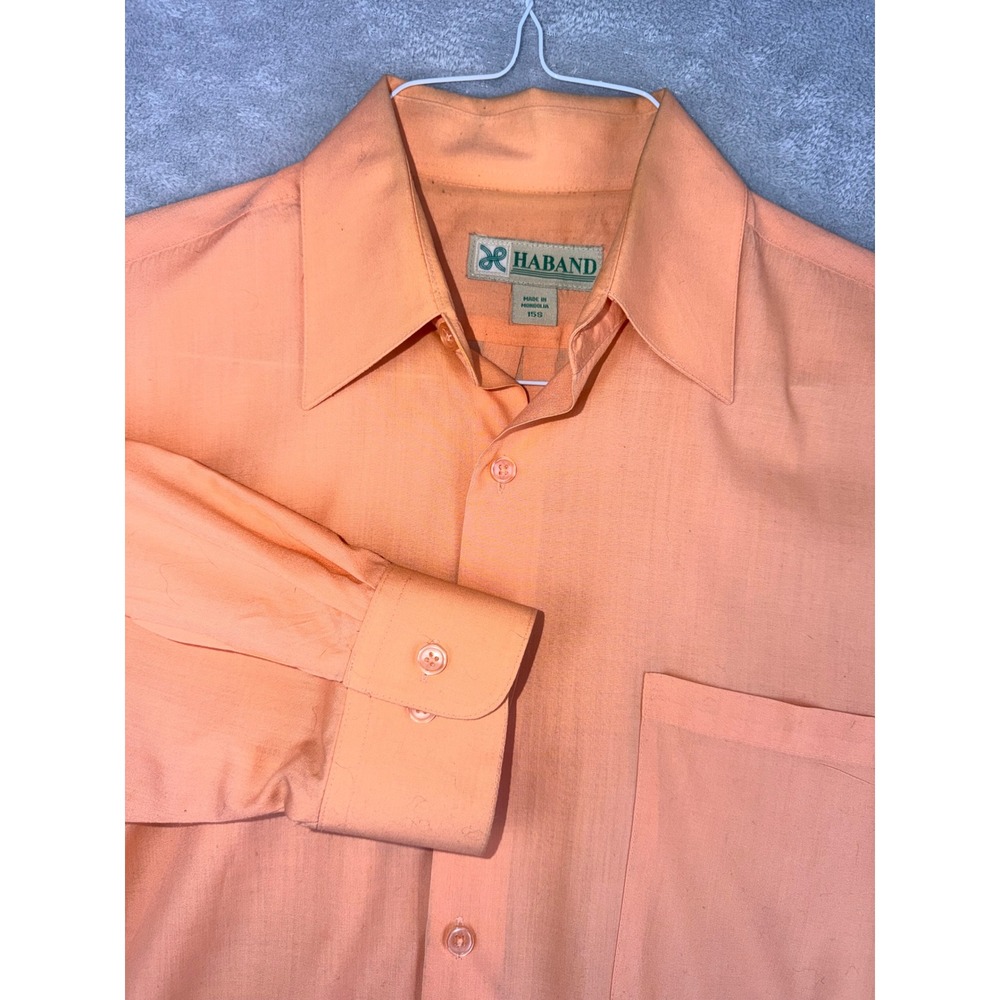 Haband Mens 15X31 Peach Apricot Long Sleeve Button‎ Down Shirt 15S